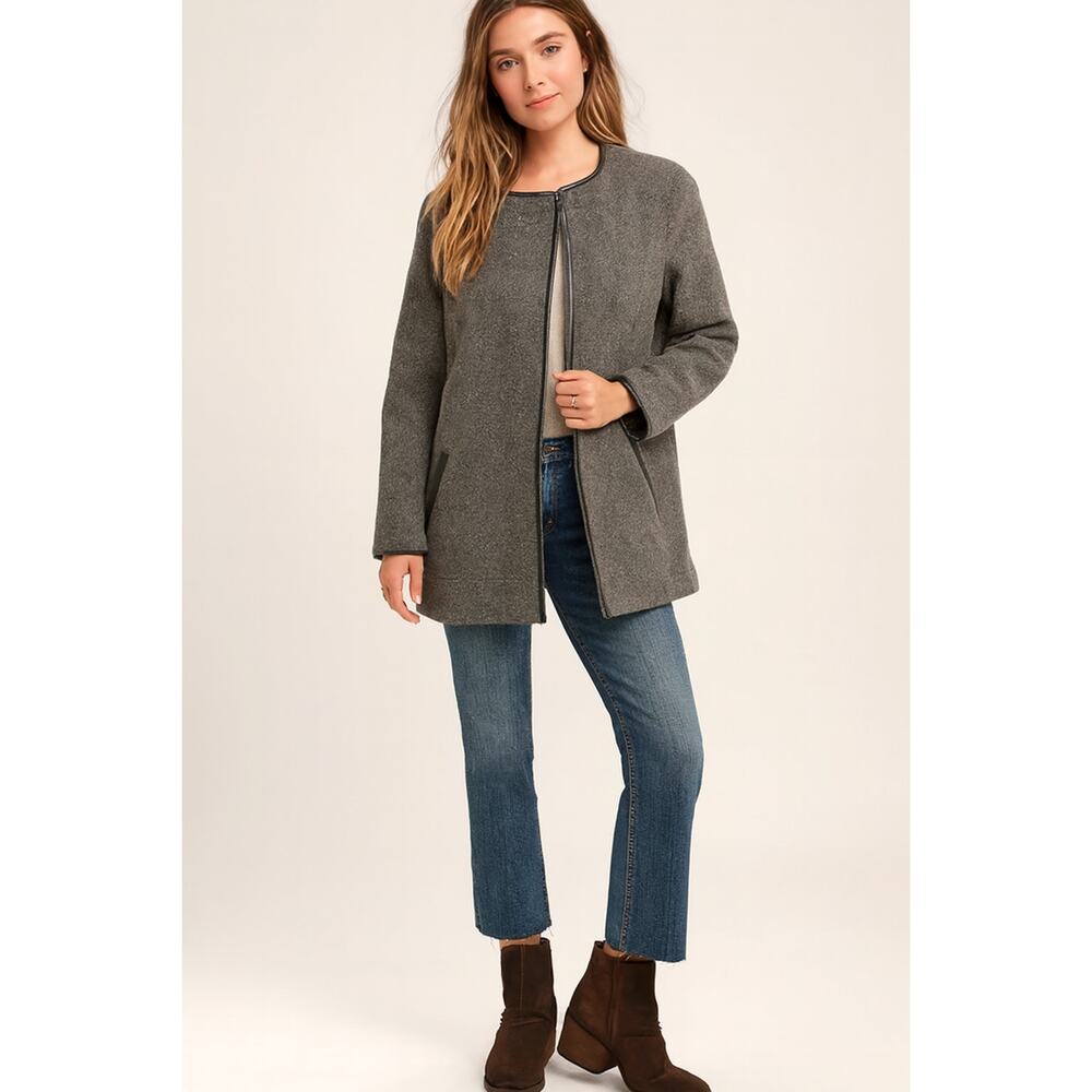 BEYOND THREADS Reversible Alpaca Blend Jacket Coat Brown Tweed & Gray Sz Small